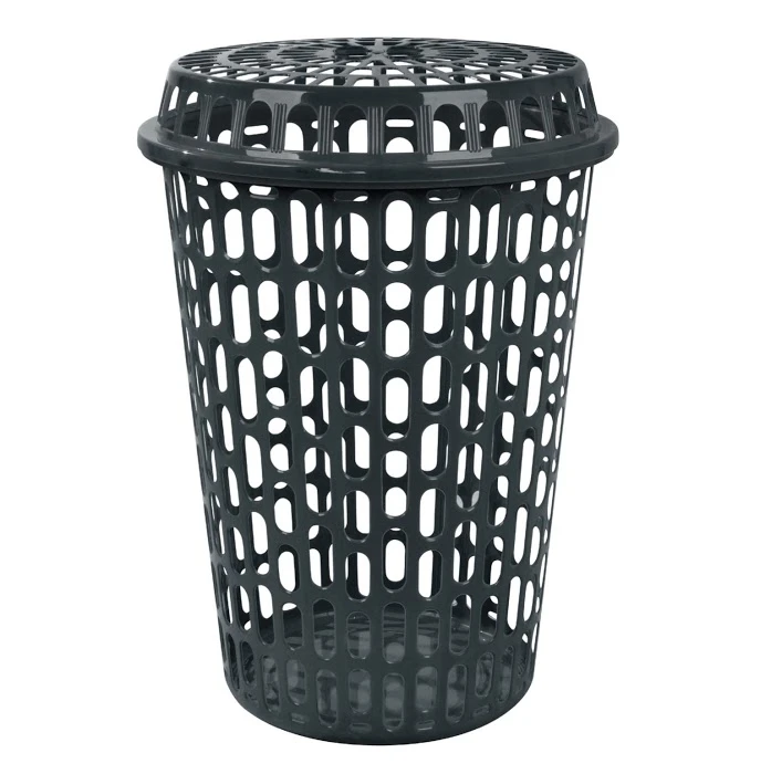 Cesto Telado Preto Com Tampa Telada 60 Litros